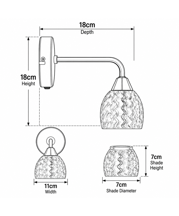 Hendon Gold Brass Effect Wall Light Single Switched