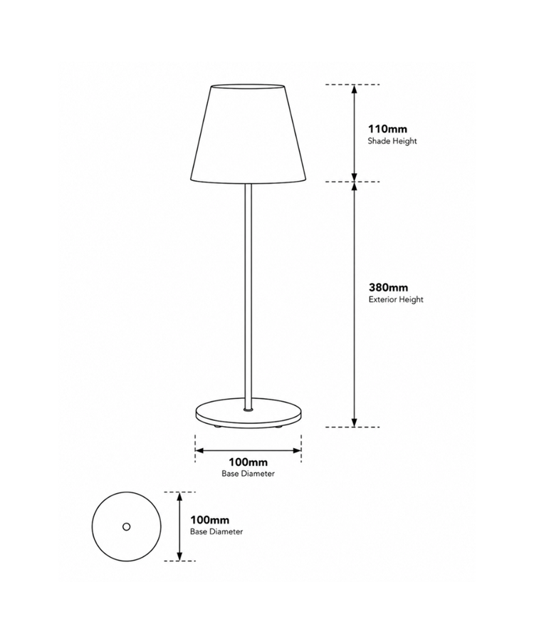 Elipta Rechargeable Battery Outdoor LED Table Lamp - Black Elipta Rechargeable Battery Outdoor LED Table Lamp - Black