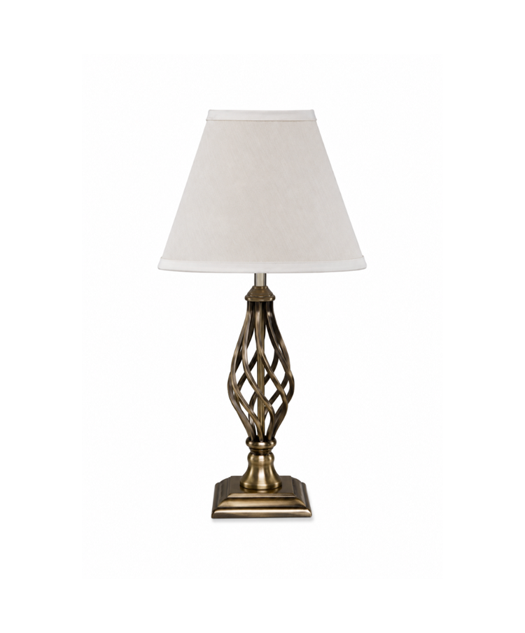 Kingswood Barley Twist Square Base Traditional Table Lamp - Antique Brass Kingswood Barley Twist Square Base Traditional Table Lamp - Antique Brass