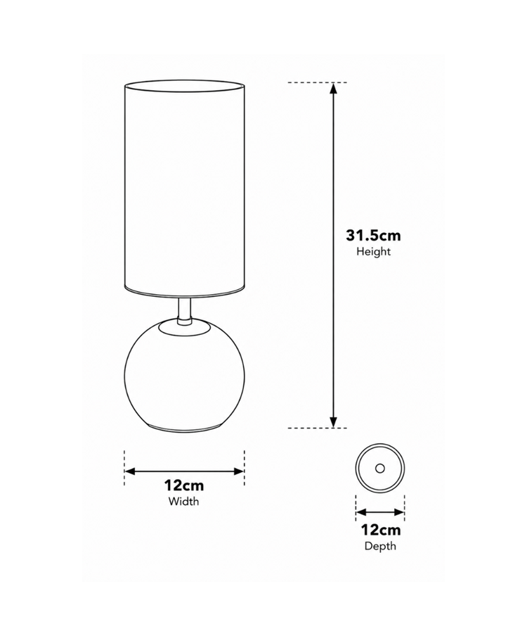 Bedford Modern Brass Brushed Metal Ball Small Touch Control Table Lamp