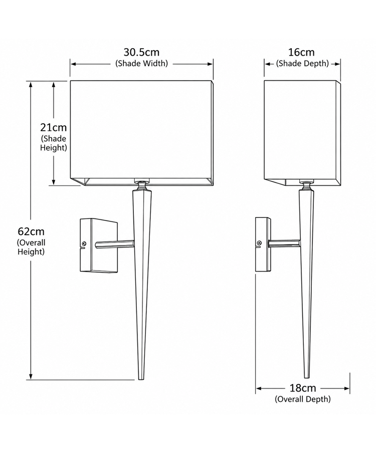 Moret Chrome Wall Light with Grey Light