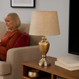 Malham Ceramic Table Lamp with Matching Shade - Champagne Gold & Satin Silver