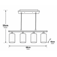 Korus 4 Bar Light with White Shade - Ceiling Light