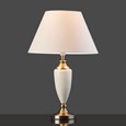 Large Malham Cream Ceramic and Antique Brass Traditional / Classic Table Lamp