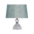Hannah Luxury Elegant Chrome & Crystal Table Lamp with Blue Gold Shade