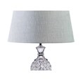 Hannah Luxury Elegant Chrome & Crystal Table Lamp with Grey Linen Shade