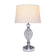 Hannah Luxury Elegant Chrome & Crystal Table Lamp with Ivory Linen Shade