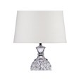 Hannah Luxury Elegant Chrome & Crystal Table Lamp with Ivory Linen Shade