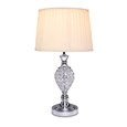 Hannah Luxury Elegant Chrome & Crystal Table Lamp with Ivory Pleated Shade