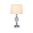Hannah Luxury Elegant Chrome & Crystal Table Lamp with Ivory Pleated Shade