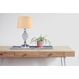 Hannah Luxury Elegant Chrome & Crystal Table Lamp with Natural Linen Shade
