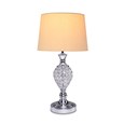 Hannah Luxury Elegant Chrome & Crystal Table Lamp with Natural Linen Shade