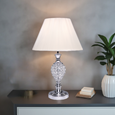 Hannah Luxury Elegant Chrome & Crystal Table Lamp with Ivory String Shade