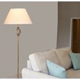 Kingswood Barley Twist Traditional Floor Lamp - Antique Brass with Cream Shade