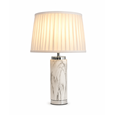 Cylinder Grey Marble Effect Table Lamp with Ivory Pleat Shade