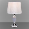Malham Grey Ceramic & Chrome Modern Table Lamp With Hessian Drum Shade