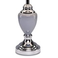 Malham Grey Ceramic & Chrome Modern Table Lamp With Hessian Drum Shade