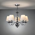 Craven Ceiling 5 Light Chandelier Pendant - Pewter Painted Finish - Linen Shades