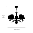 Craven Ceiling 5 Light Chandelier Pendant - Pewter Painted Finish - Linen Shades