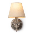 Craven Modern Pewter Grey Wall Light with Beige Linen Shade