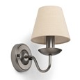 Craven Modern Pewter Grey Wall Light with Beige Linen Shade