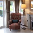 Craven Tall Floor Lamp - Pewter Painted Finish - Beige Linen Shade