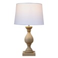 Fengate Stone Effect Grey Table Lamp with Ivory Linen Shade