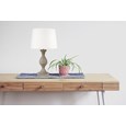 Fengate Stone Effect Grey Table Lamp with Ivory Linen Shade
