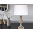 Fengate Stone Effect Grey Table Lamp with Ivory Linen Shade