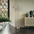 Heavyweight Modern Antique Brass Reading Floor Lamp with LED Daylight Bulb