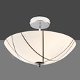 Crosbie Semi-Flush Glass Ceiling Uplighter - 2 Light - White/Black/Chrome