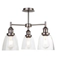 Echo Modern Industrial Style Ceiling 3 Light - Pewter - Clear Glass Shades