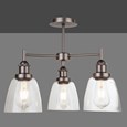 Echo Modern Industrial Style Ceiling 3 Light - Pewter - Clear Glass Shades