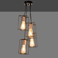Riva Cluster Ceiling Pendant Light - Black & Copper Cascading 4-Light Design