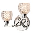 Hendon Silver Chrome Twin Double Wall Light with Crystal Glass Shades