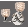 Hendon Silver Chrome Twin Double Wall Light with Crystal Glass Shades