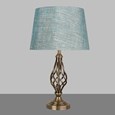 Queenswood Classic Barley Twist Table Lamp with Blue Linen Shade - Antique Brass