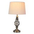Queenswood Classic Barley Twist Table Lamp with Beige Linen Shade- Antique Brass