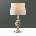 Queenswood Classic Barley Twist Table Lamp with Grey Linen Shade - Silver Chrome