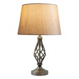 Queenswood Traditional Barley Twist Table Lamp with Charcoal Gold Shade - Pewter