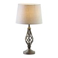 Queenswood Classic Barley Twist Table Lamp with Grey Linen Shade - Pewter Grey
