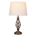 Queenswood Classic Barley Twist Table Lamp with Ivory Linen Shade - Pewter Grey