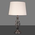 Queenswood Classic Barley Twist Table Lamp with Ivory Linen Shade - Pewter Grey