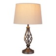 Queenswood Classic Barley Twist Table Lamp with Beige Linen Shade - Pewter Grey