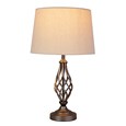 Queenswood Classic Barley Twist Table Lamp with Beige Linen Shade - Pewter Grey