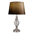 Queenswood SilverTable Lamp with Dark Charcoal Linen Shade