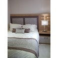 Medici Modern Rectangular Silver & Dark Wood Table Lamp - Grey Hessian Shade