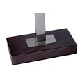 Medici Modern Rectangular Silver & Dark Wood Table Lamp - Grey Hessian Shade