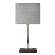 Medici Modern Rectangular Silver & Dark Wood Table Lamp - Grey Hessian Shade