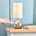 Bedford Modern Silver Brushed Metal Ball Small Touch Control Table Lamp